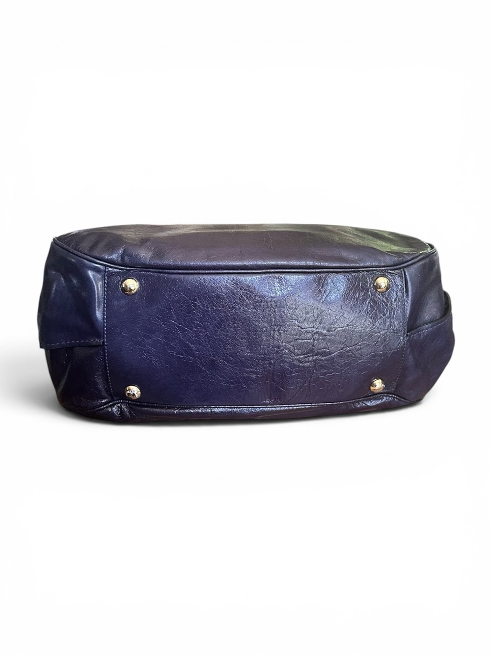 💙 Gianfranco Ferre Navy Leather Satchel Made Italy Gold Hardware - Picture 12 of 17